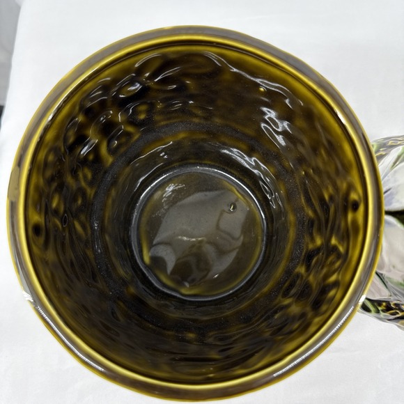 Vintage avocado green textured‎ mini pitcher And Planter flowers majolica Japan - Picture 10 of 10